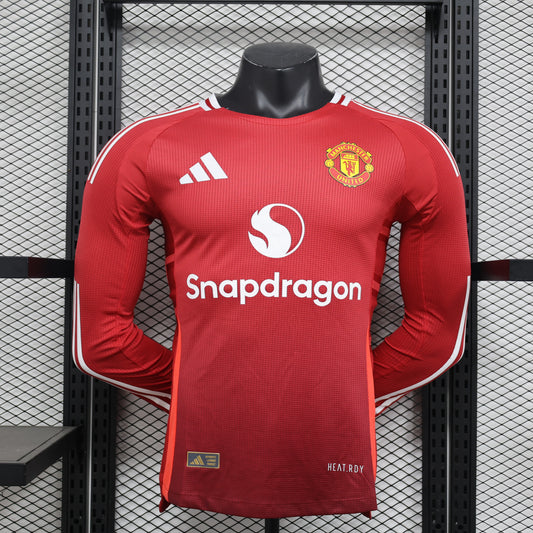 2024-25 Manchester United Home Shirt - Long Sleeve [Player Version] - Retro Classic Kits